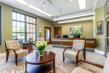 old school 90s style american office waiting room