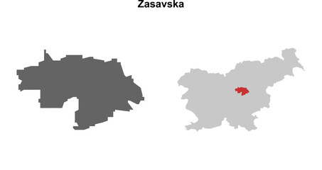 Zasavska region blank outline map set