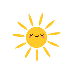 Funny sun icon vector. Smiling sun illustration sign. Sun symbol or logo.