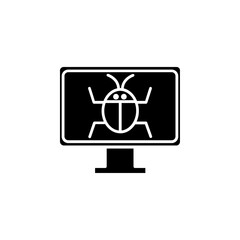 Computer bug icon flat line symbol set.