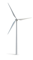White wind turbine isolated on white background