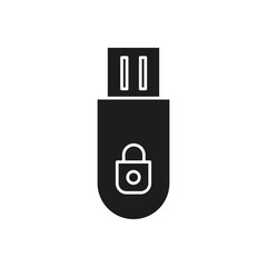 Encrypted pendrive icon flat line symbol set.