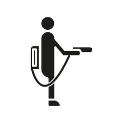 Mite disinfectant man icon flat line symbol set.