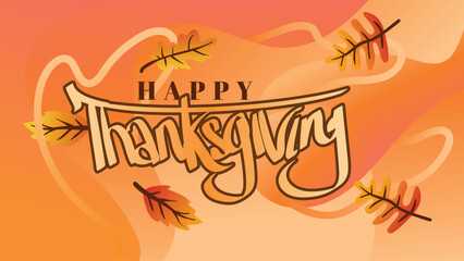 Thanksgiving Festive Banner with Fluid Abstract Background and Falling Leaves. web page size template vector illustration