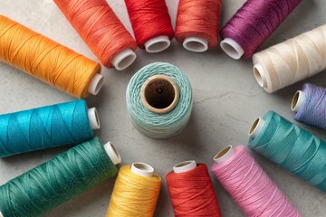 Colorful Threads Rolls for Textile Arts and Crafts Inspiration in Vibrant Hues