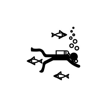 black diver swimming with fish clip art preview
