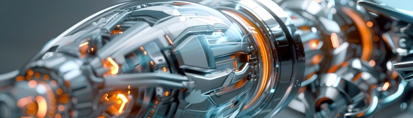 Fototapeta premium Craft a vivid, photorealistic design of a sleek, futuristic fuel cell, emphasizing intricate details and realistic textures that pop