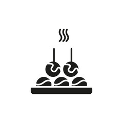 Takoyaki icon flat line symbol set.