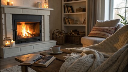 Cozy Evening by the Fireplace - Serenity and Relaxation in a Warm Atmosphere