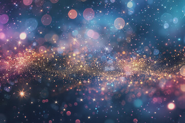 Glittering gradient background with hologram effect and magic light. Holographic fantasy background.