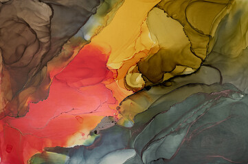 Currents of translucent hues, snaking metallic swirls, and foamy sprays of color shape the landscape of these free-flowing textures. Natural luxury abstract fluid art painting in liquid ink technique
