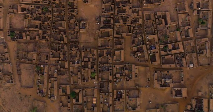 Bird's Eye View Over Ouadane Town In Mauritania - Drone Shot