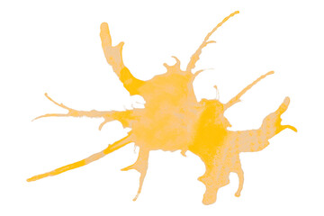 Yellow splash stains on transparent background