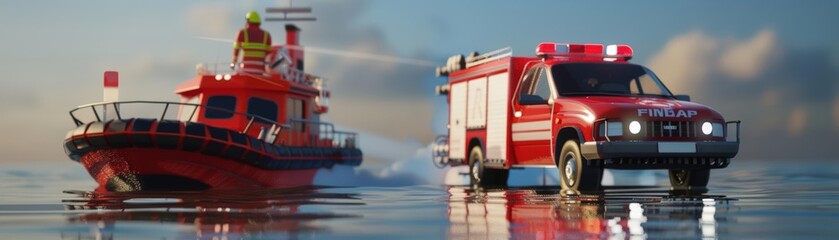 Fototapeta premium Craft immersive 3D renders of emergency response coordination centers, facilitating communication and decisionmaking
