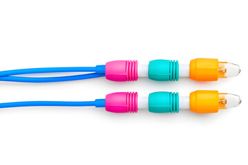 Fiber optic cables isolated on white background