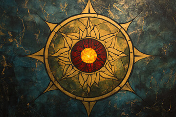 vintage-style compass with ornate gold detailing centered on a blue textured background evoking exploration and classic navigation themes
