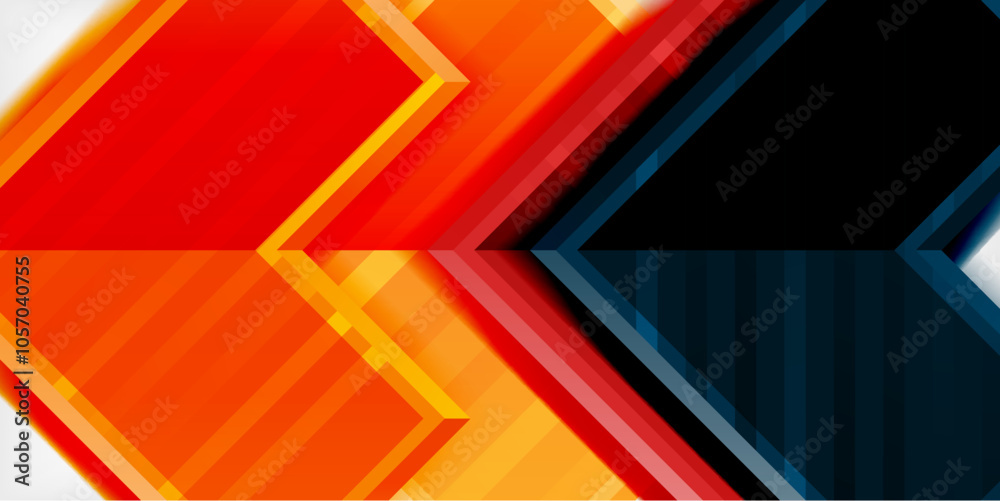 Aufkleber Arrow symbols created with 3d effects and line texture geometric abstract background