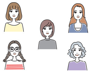 女性の色々な表情セット