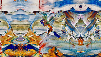 Abstract background art . Ethnic pattern. Mixtures of oil paint. Trendy hand painting canvas. Wall decor and Wall art prints Idea. 3D Texture. Art object