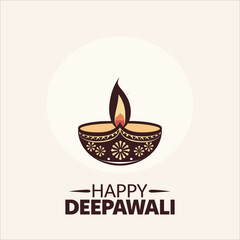 Happy Diwali greetings. Rangoli decoration with Diya or lamp with city building at night. vector illustration design