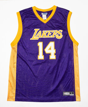 Kent, uk, 05.05.2024 Brandon Ingram Los Angeles LA Lakers Adidas Large vest shirt purple yellow rare. NBA number 14. Famous basketball player vest jersey game shirt.