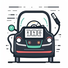 Naklejka premium A cute cartoon Style ofA digital dashboard displaying real-time data from an ERP system