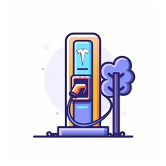 A cute cartoon Style ofAn electric vehicle charging station powered by solar panels