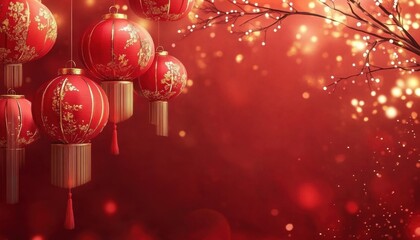 Vibrant Chinese New Year Celebration with Lanterns and Lights