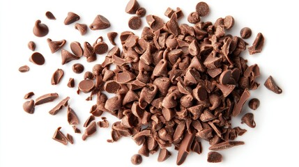 Obraz premium Chocolate flavour splash top view isolated on white background