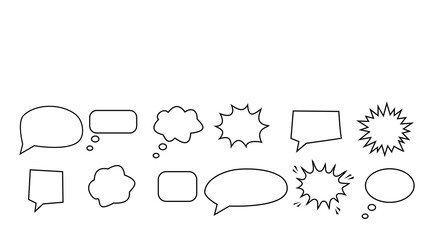 Retro empty comic speech bubbles set with black halftone shadows. Vintage design, pop art style - stock vector.