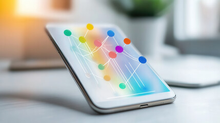 Fototapeta premium colorful radar UI on mobile app displaying data visualization and trends. vibrant design enhances user engagement and interaction