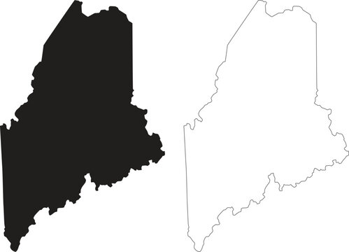 Maine state map outline contour silhouette vector