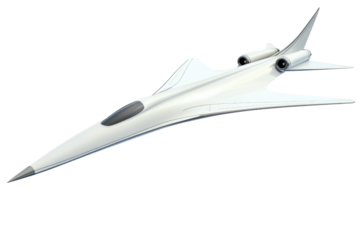 Sleek, modern supersonic jet on a white isolated background, showcasing advanced aerodynamic design.