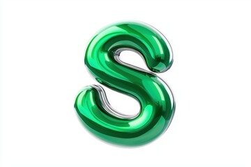 Fototapeta premium 3D green letter S on a white isolated background, perfect for signage or branding purposes.