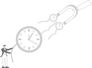 Pulling, Time, Thief, Human Hand, Magnet, Box Container, Businessman,