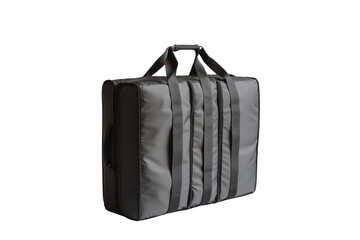 Fototapeta premium Stylish gray briefcase with comfortable handles, ideal for professional use, on a white isolated background.