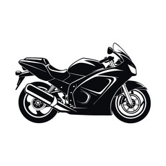 Sporty motorcycle in black color silhouette. Motorcycle Logo