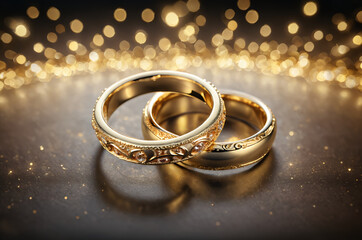 Wedding anniversary, celebration and valentine's day. Wedding rings for couples.
