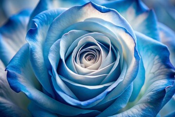 Elegant Blue and White Rose Close-Up Portrait Photography for Purity and Beauty
