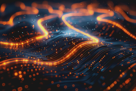 Futuristic circuit board layout Delicate crypto mining symbols Abstract digital landscape.