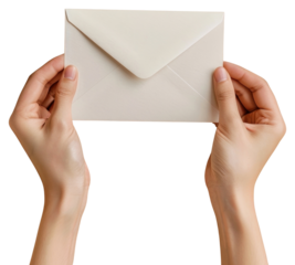 PNG Two hands holding a blank envelope mail.