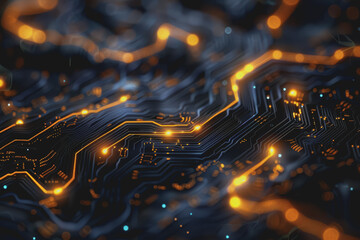 Futuristic circuit board layout Delicate crypto mining symbols Abstract digital landscape.
