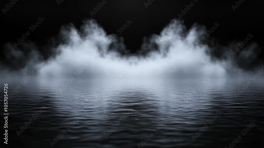 Aufkleber a captivating abstract display showcases mist gently rising over a calm, reflective surface, creatin
