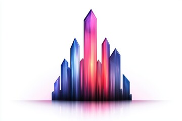 Colorful geometric shapes resembling crystals on a white isolated background.