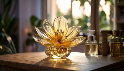 Scent of the Room: Create a sensory experience, combining the visual beauty of the glass flower with the scents in the room.