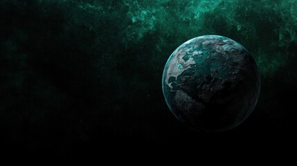 A captivating view of a distant planet enveloped by ethereal cosmic clouds, highlighting vibrant colors and the vastness of outer space in a dark expanse