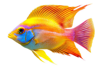 Fototapeta premium Vibrant tropical fish with brilliant colors swimming gracefully in water.