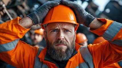 Factory team facing tension after a missed deadline, highlighting the collective stress of failure and the pressure to meet production goals