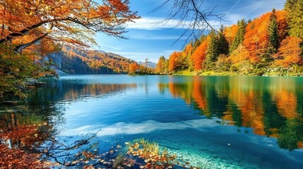 Fototapeta premium The breathtaking natural scenery, a masterpiece of nature, reveals the beauty of natural scenery. Generative AI