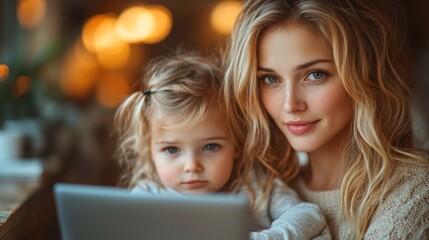 Mother managing her childrens morning routine while preparing for work, illustrating the busy start to the day for many families
